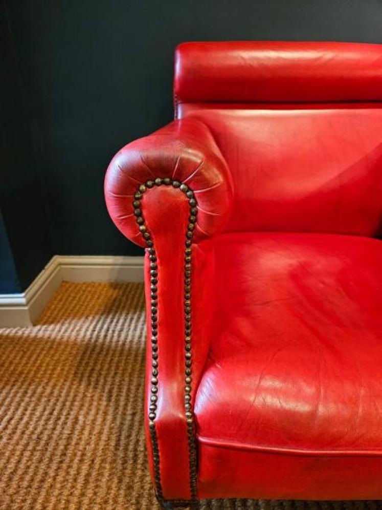 Victorian Red Leather Arm Chair  - Image 4