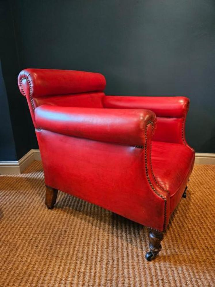 Victorian Red Leather Arm Chair  - Image 5