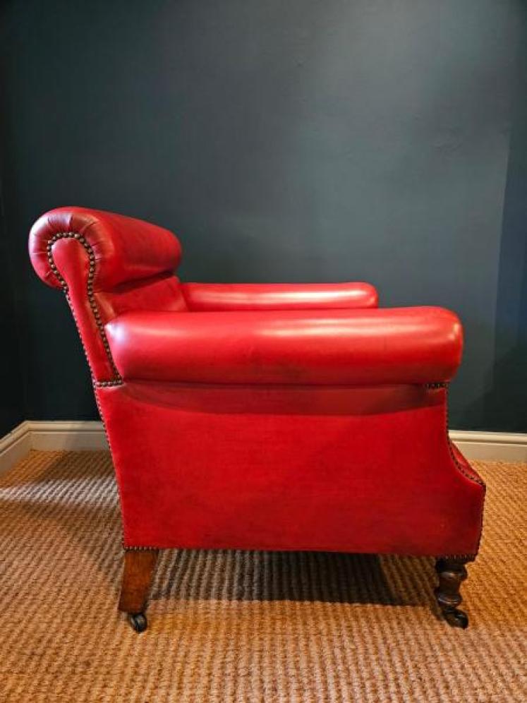Victorian Red Leather Arm Chair  - Image 6