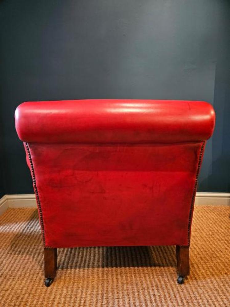 Victorian Red Leather Arm Chair  - Image 7