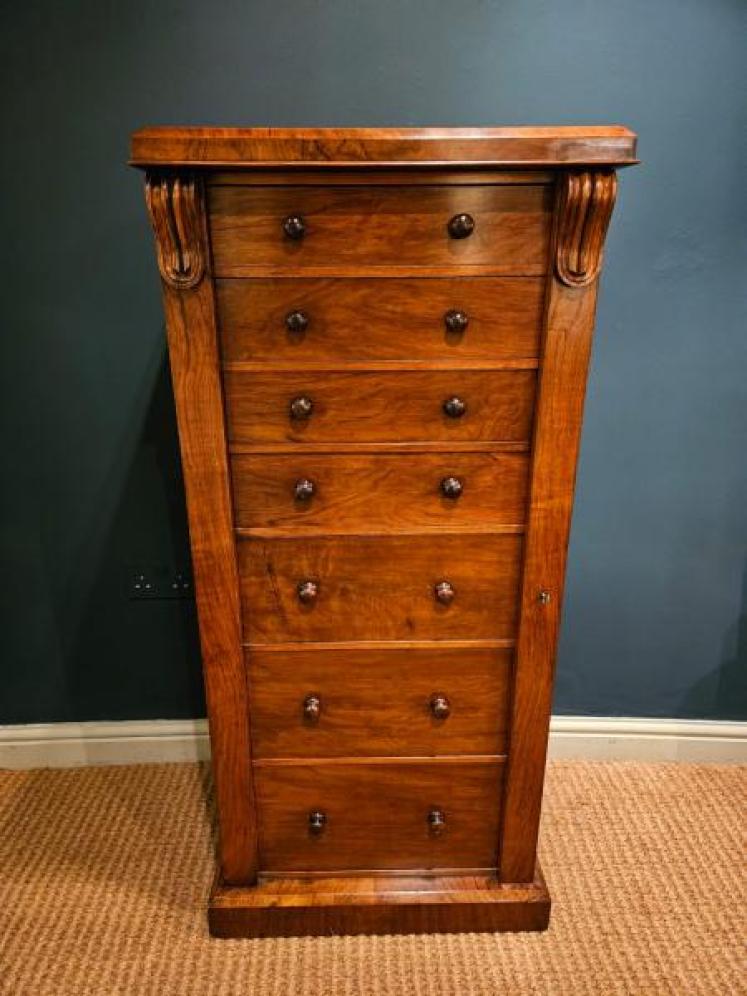 Mid Victorian Walnut Secretaire Wellington Chest - Image 1