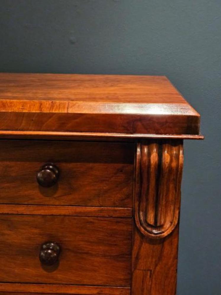 Mid Victorian Walnut Secretaire Wellington Chest - Image 7