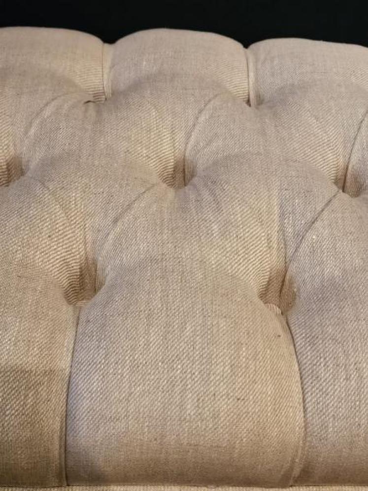 Early Victorian Cabriole Leg Linen Covered Stool - Image 5