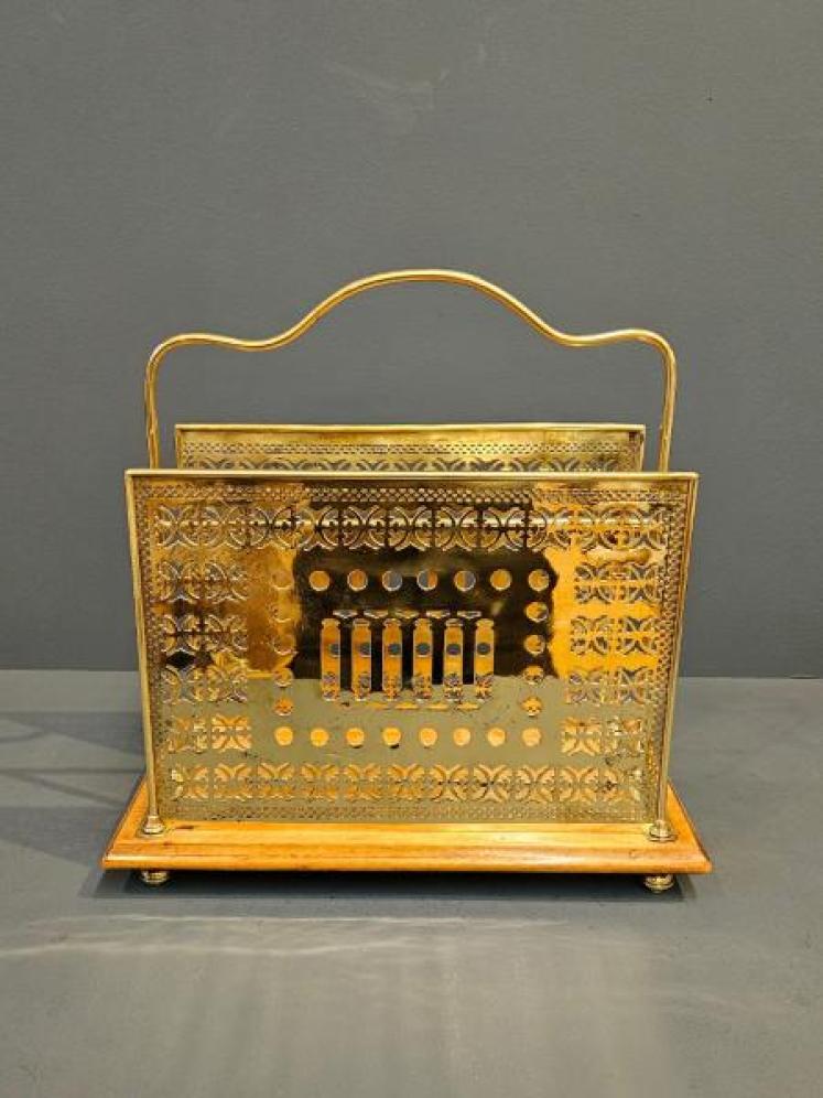 Edwardian Brass Magazine Rack - Image 1