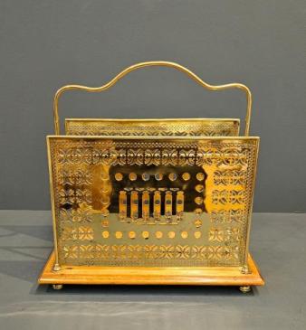 Edwardian Brass Magazine Rack
