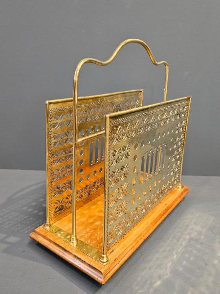 Edwardian Brass Magazine Rack - Image 2