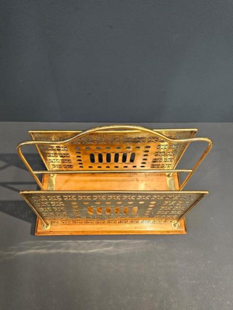 Edwardian Brass Magazine Rack - Image 6