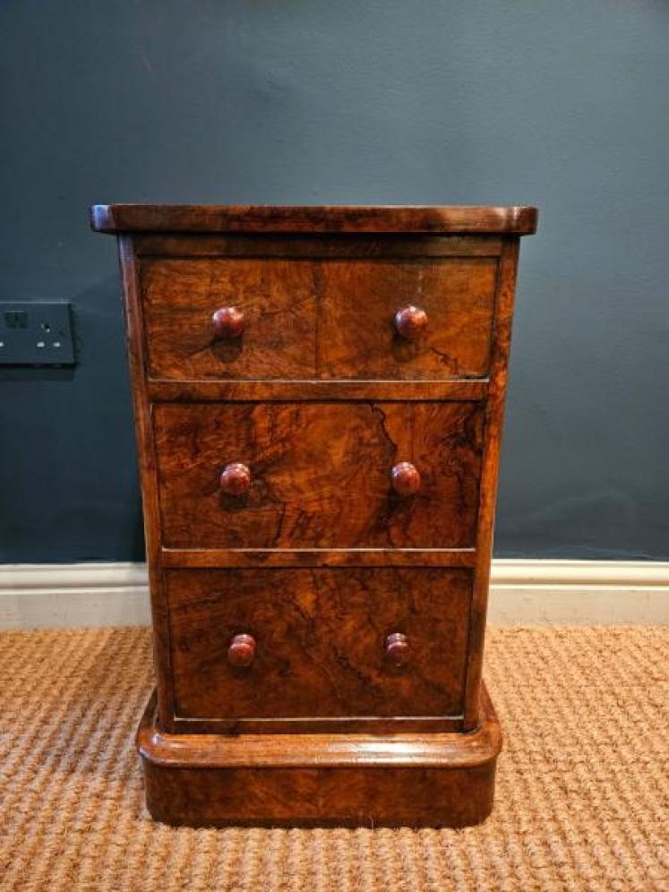 Pair of Victorian Burr Walnut Bedside Cabinets  - Image 7