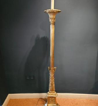 Superb Edwardian Gilt Brass Lamp Standard 