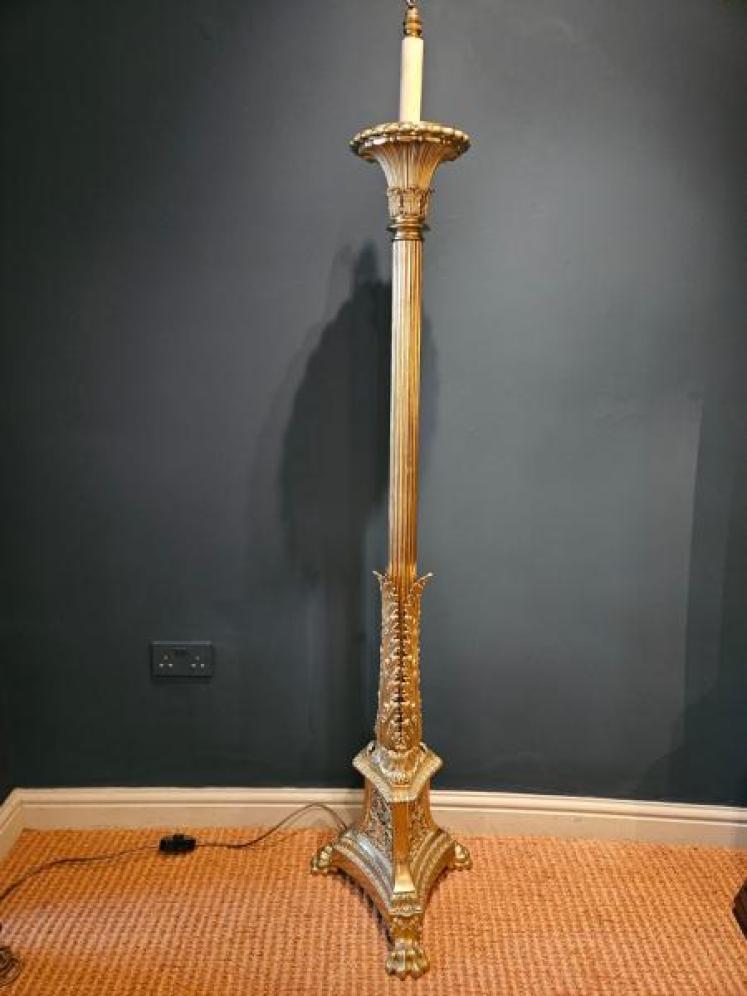 Superb Edwardian Gilt Brass Lamp Standard  - Image 7