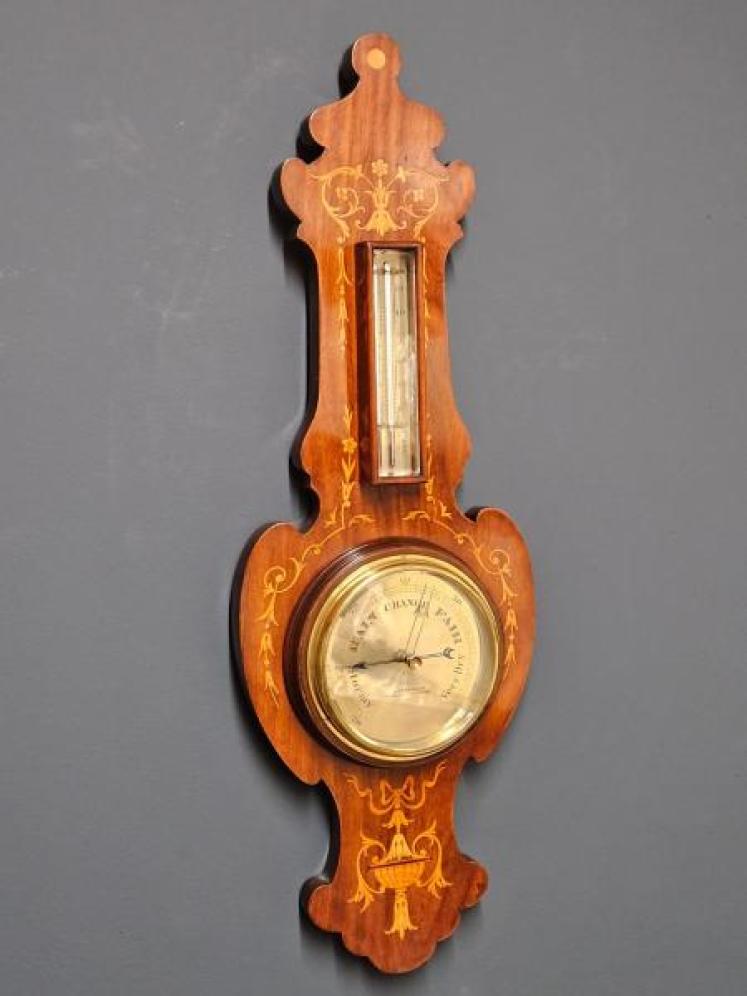 Fine Edwardian Sheraton Inlaid Banjo Barometer - Image 3