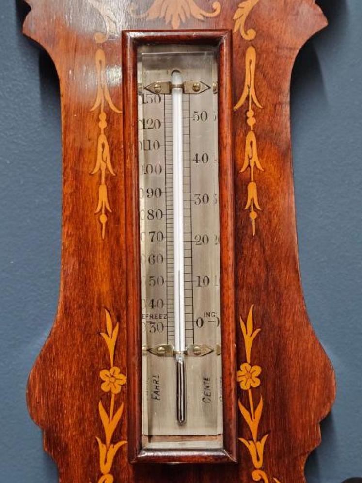 Fine Edwardian Sheraton Inlaid Banjo Barometer - Image 5