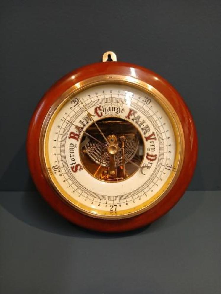 Edwardian Mahogany Skeletonised Aneroid Barometer - Image 1