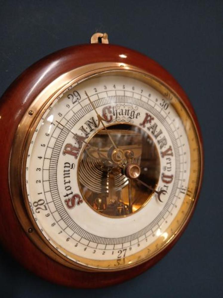 Edwardian Mahogany Skeletonised Aneroid Barometer - Image 2