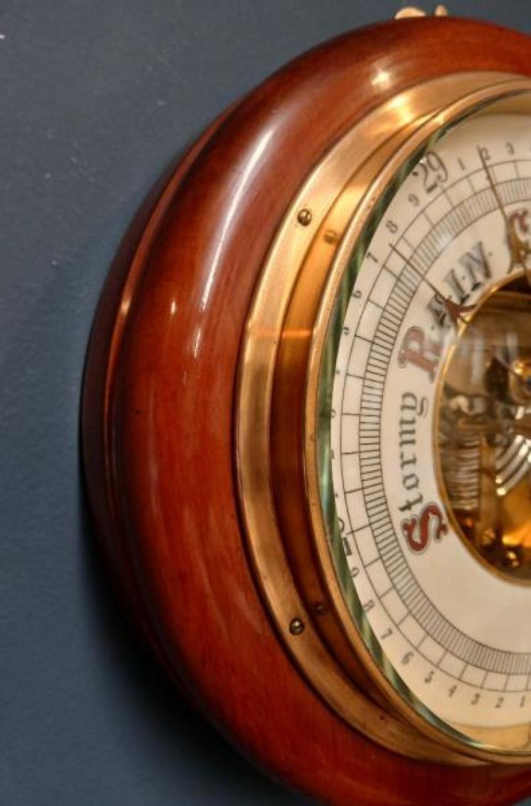 Edwardian Mahogany Skeletonised Aneroid Barometer - Image 4