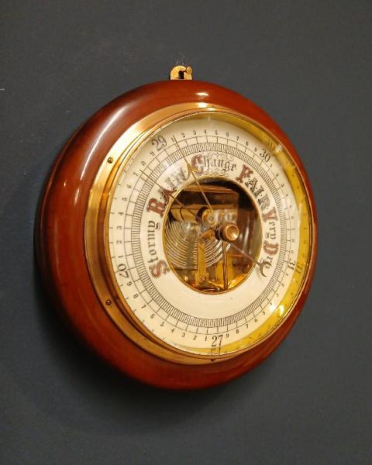 Edwardian Mahogany Skeletonised Aneroid Barometer - Image 6