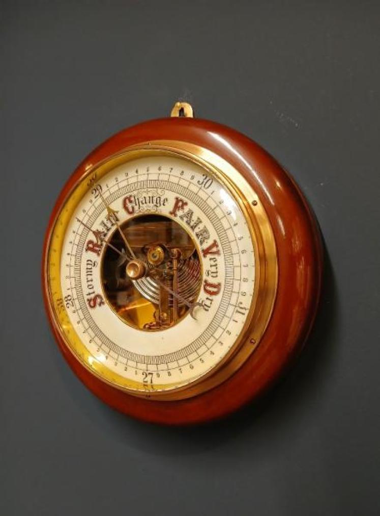 Edwardian Mahogany Skeletonised Aneroid Barometer - Image 7