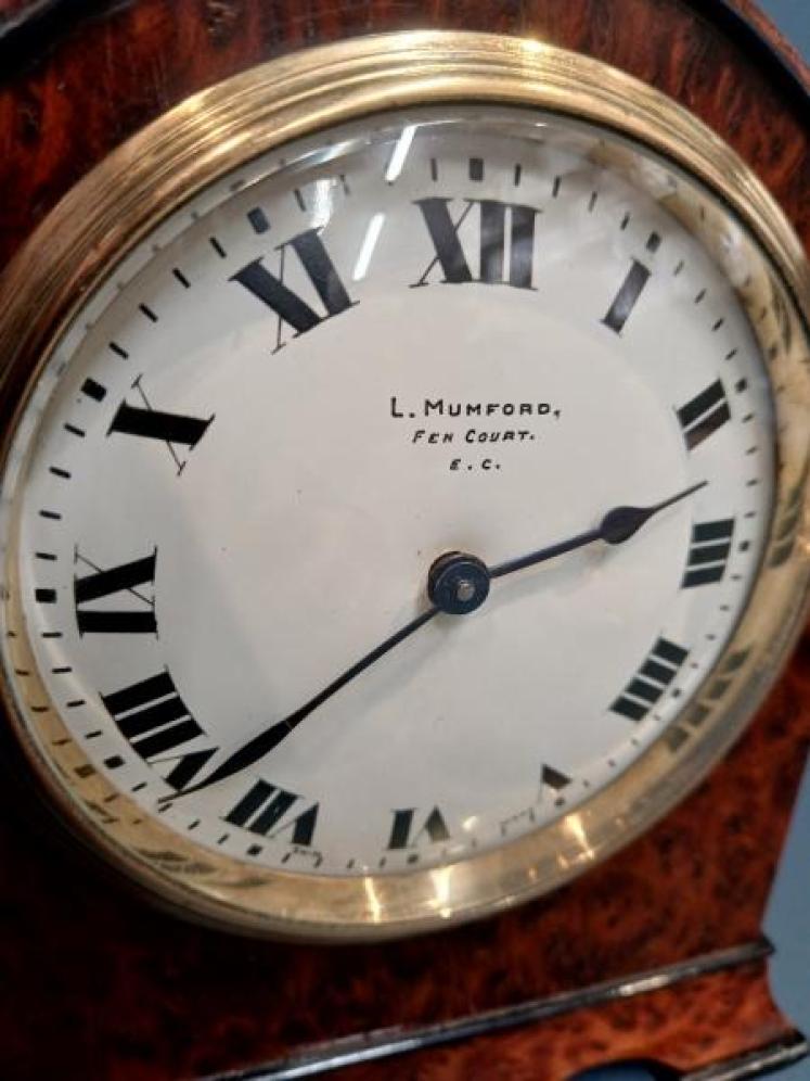 Small Edwardian Amboyna 8 Day Mantel Clock - Image 2