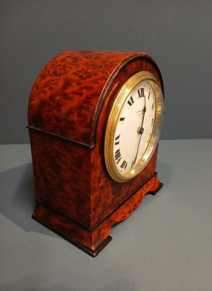 Small Edwardian Amboyna 8 Day Mantel Clock - Image 3