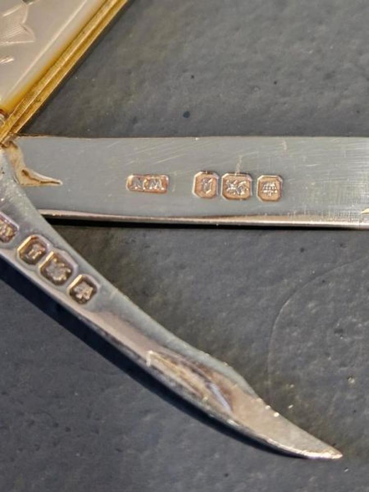 Engine Turned Silver Fruit Knife and Box - Image 3
