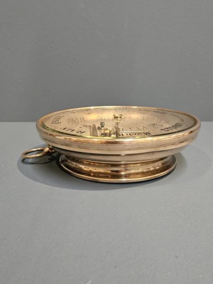 Large Skeletonised Brass Cased Marine Barometer - Image 5