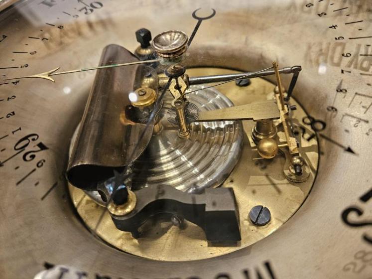 Large Skeletonised Brass Cased Marine Barometer - Image 6