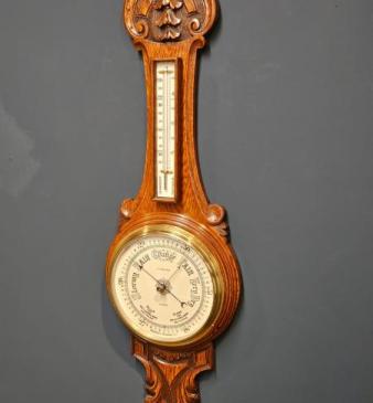Victorian Oak Banjo Barometer 