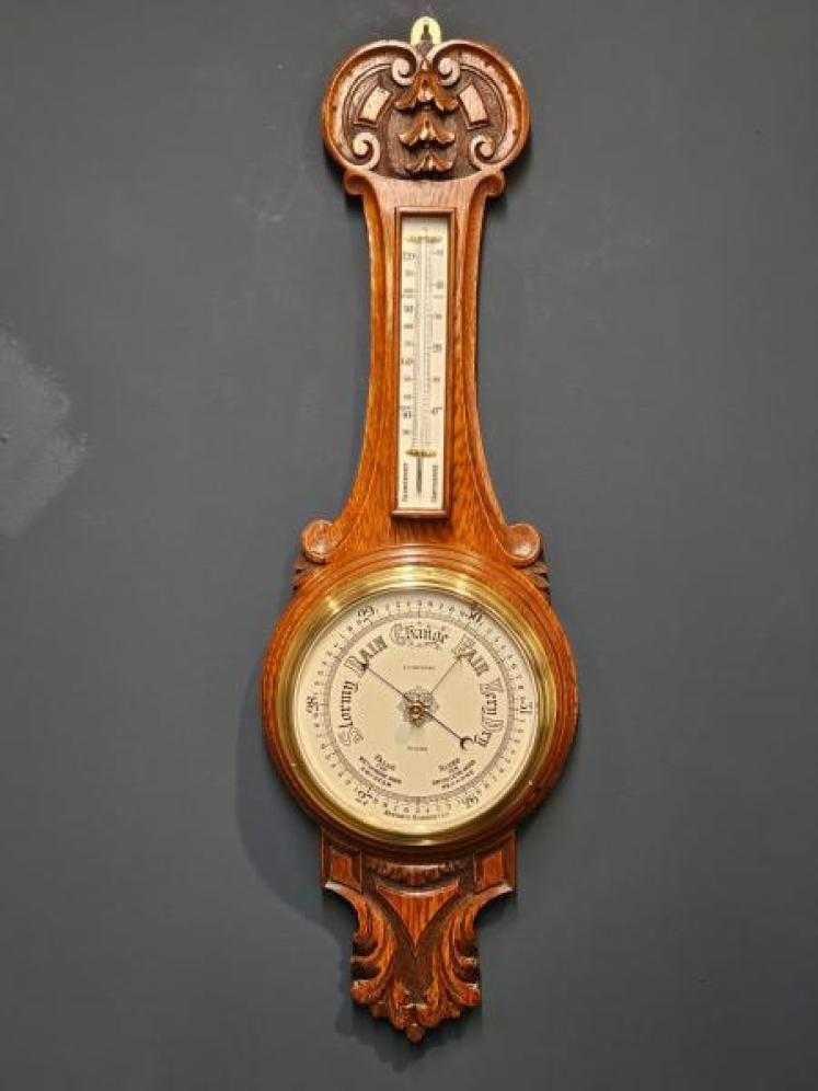 Victorian Oak Banjo Barometer  - Image 3