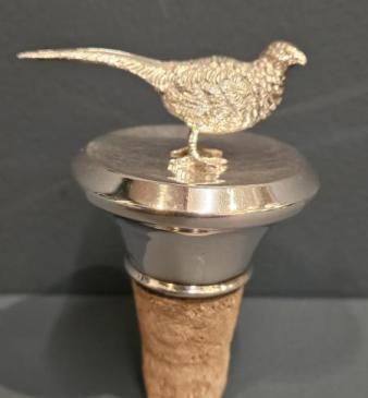 Silver Pheasant Bottle Stopper