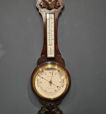 Victorian Carved Mahogany Banjo Barometer
