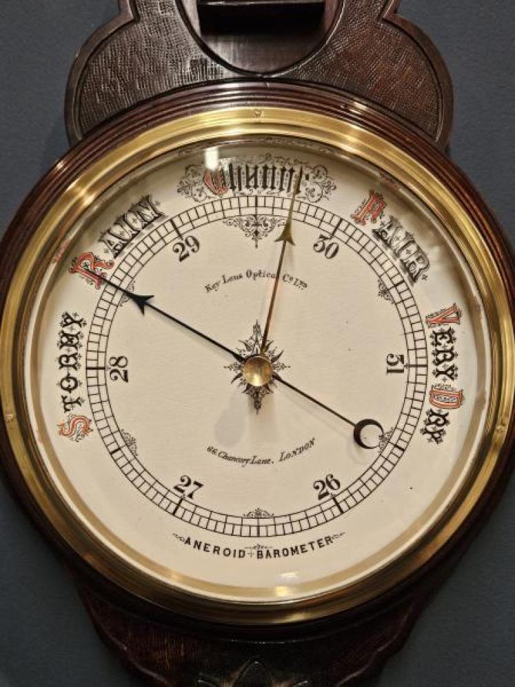 Victorian Carved Mahogany Banjo Barometer - Image 2