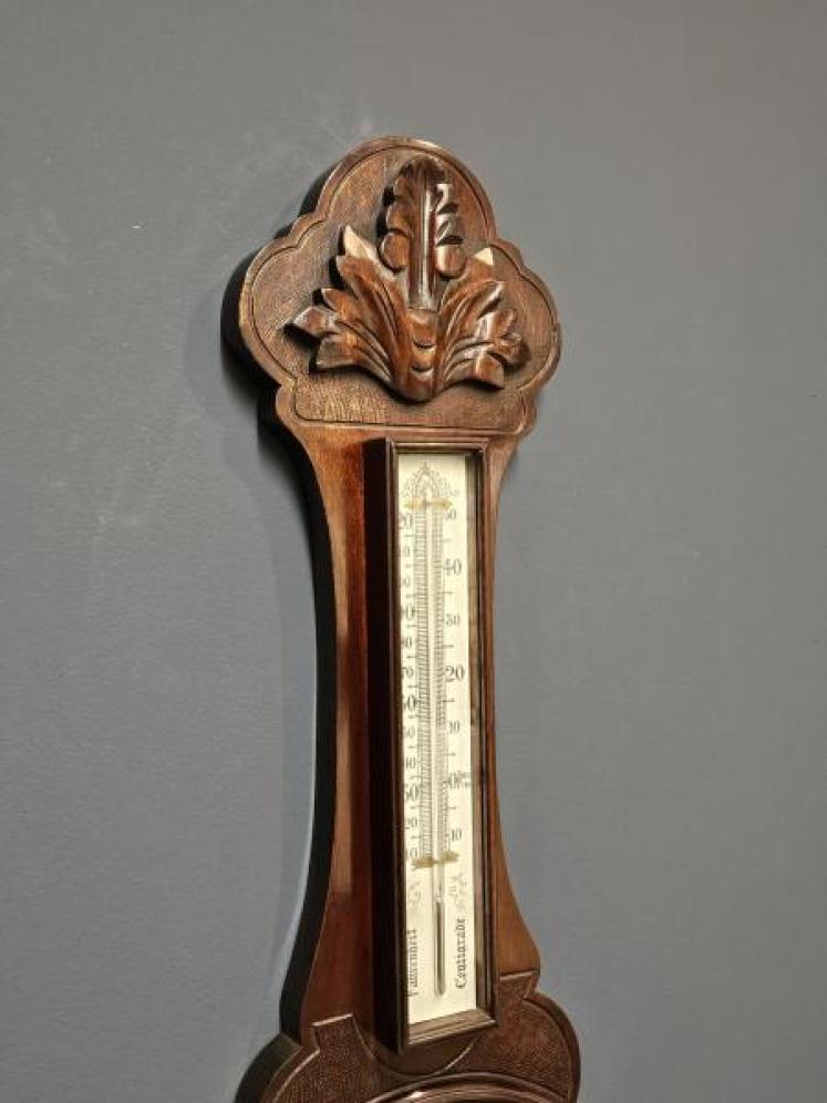 Victorian Carved Mahogany Banjo Barometer - Image 6
