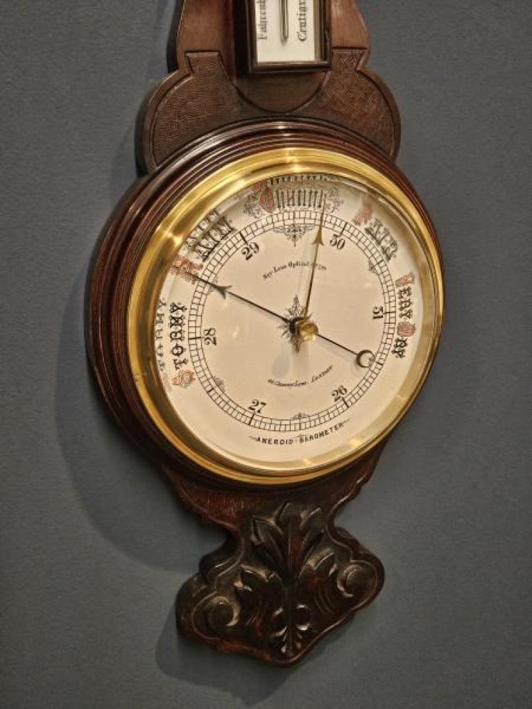 Victorian Carved Mahogany Banjo Barometer - Image 7