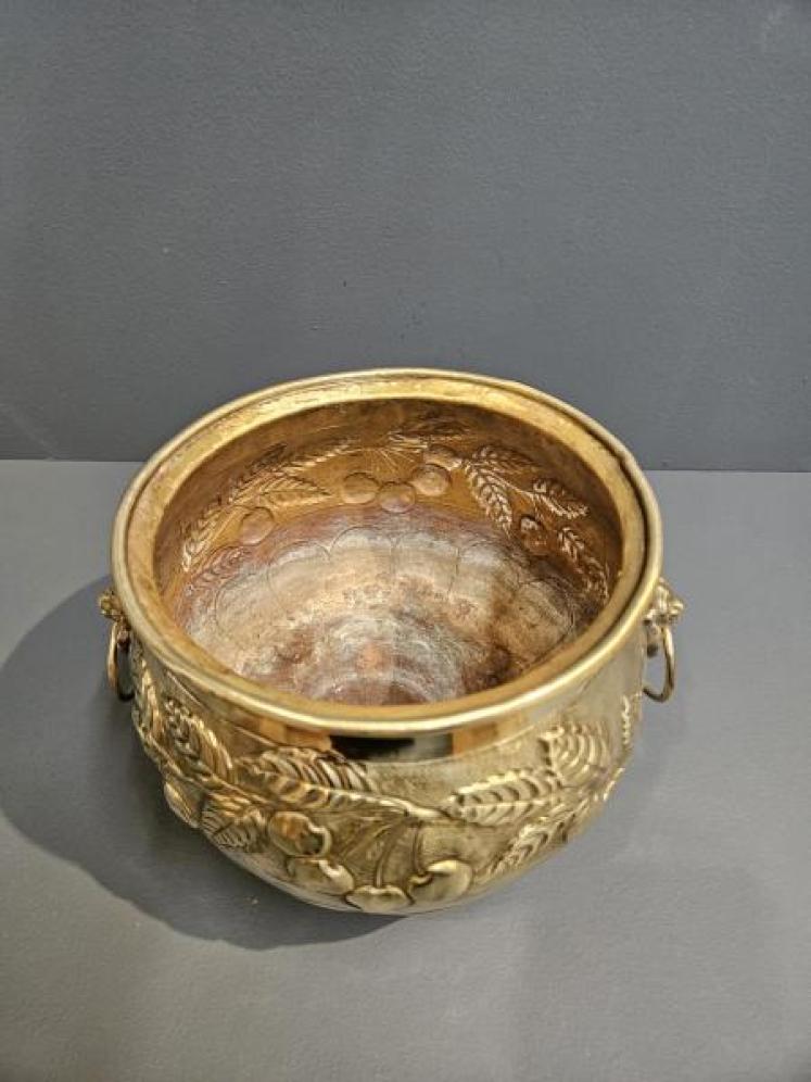 Victorian Embossed Brass Planter - Image 5