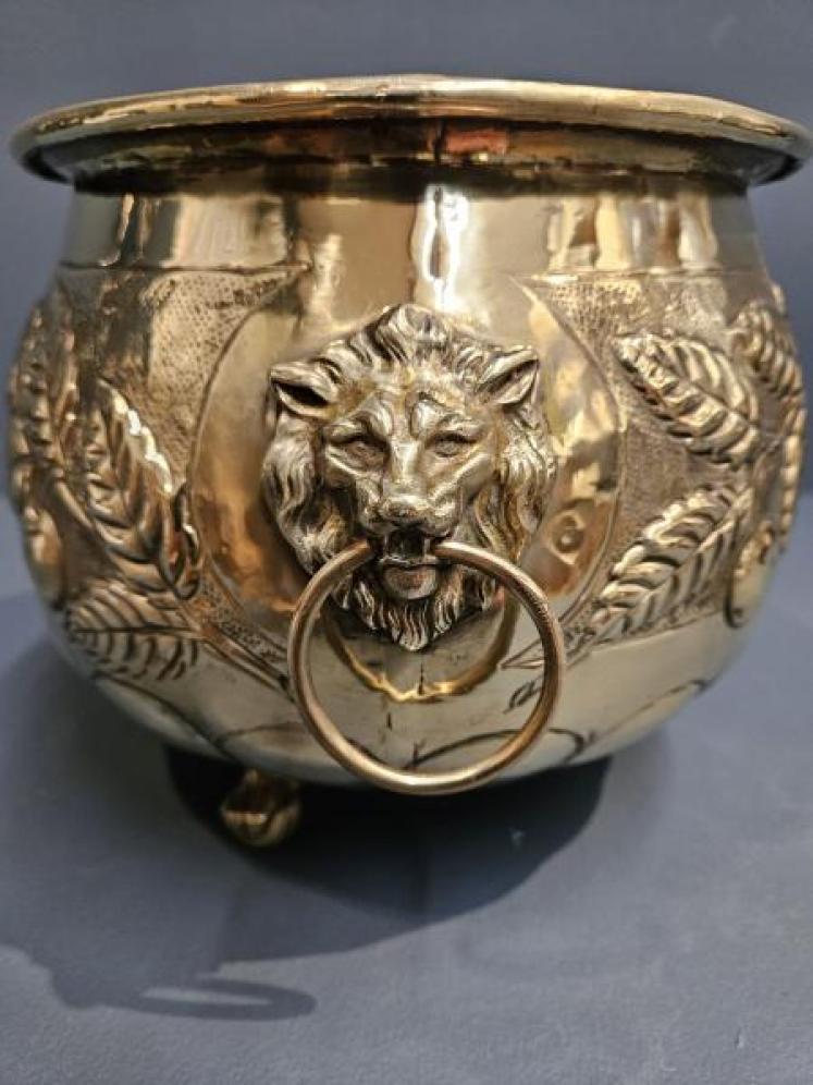 Victorian Embossed Brass Planter - Image 6