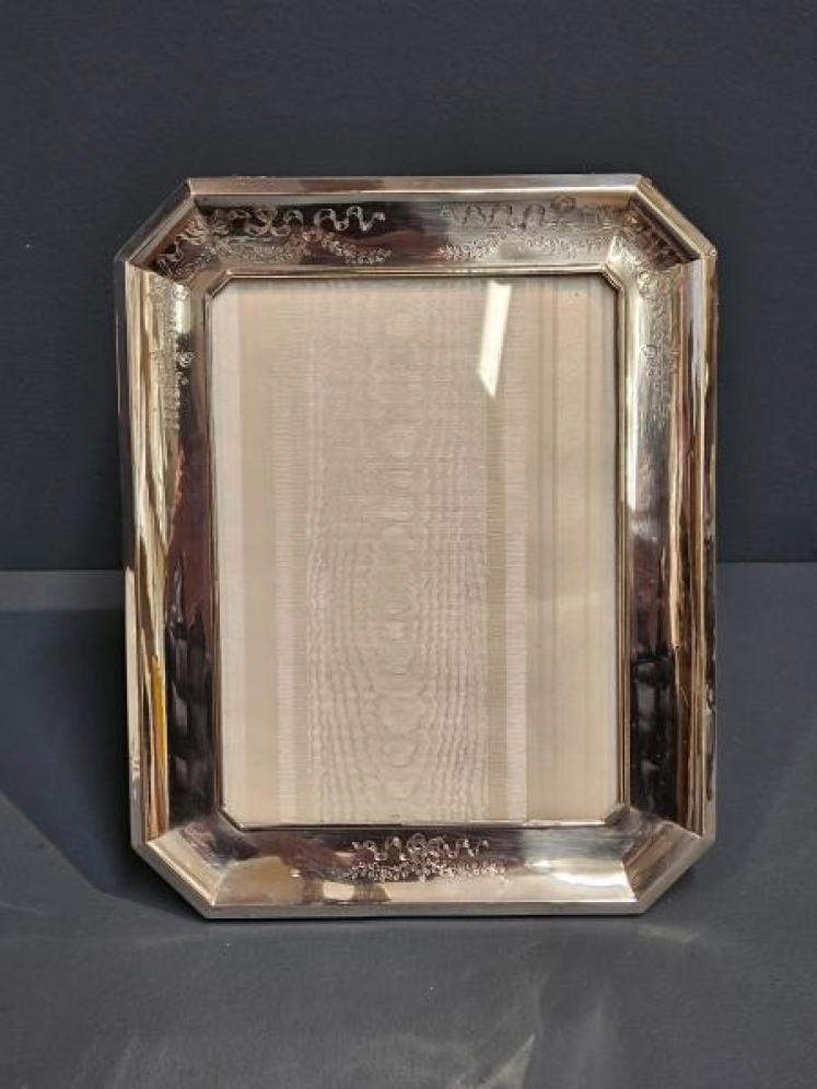 Superb Victorian Engraved Silver Portrait Sized Photo Frame - Image 1