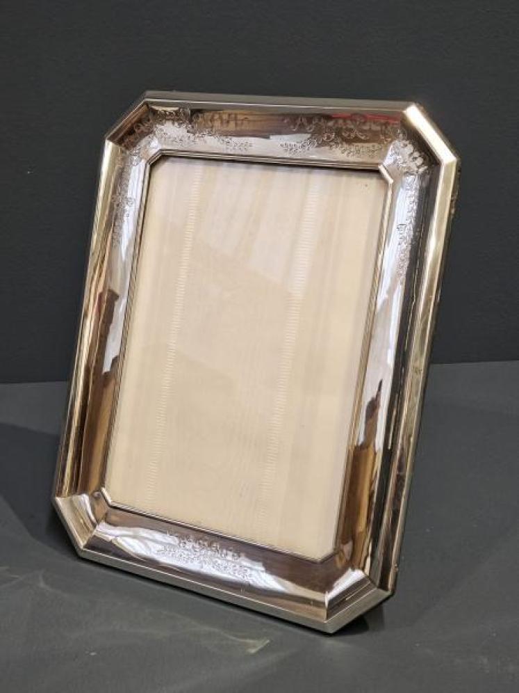 Superb Victorian Engraved Silver Portrait Sized Photo Frame - Image 2