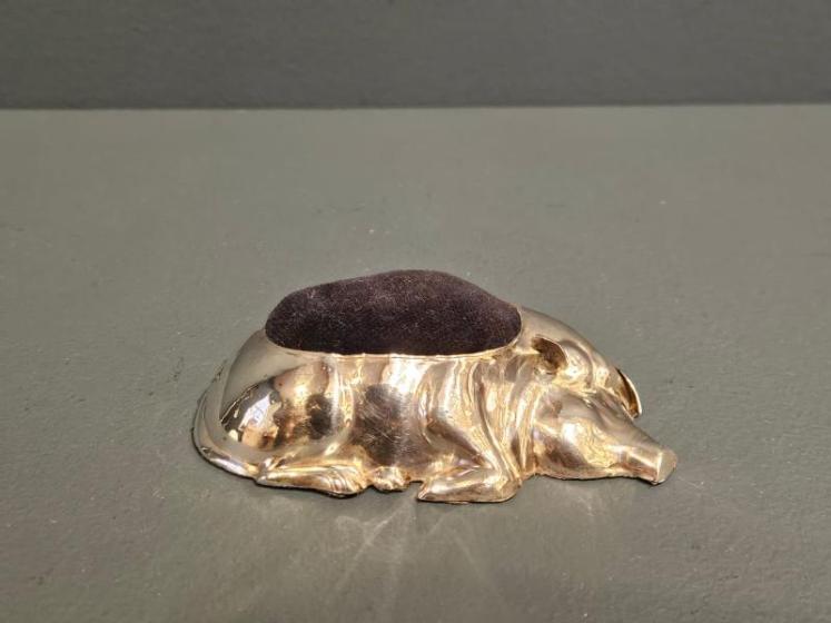 Rare Silver 'Sleeping Pig' Pin Cushion - Image 1