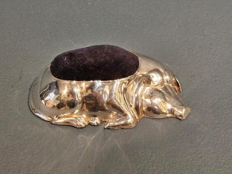 Rare Silver 'Sleeping Pig' Pin Cushion - Image 2