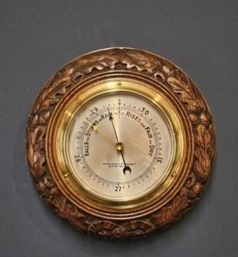 Victorian Carved Oak Wreath Case Barometer