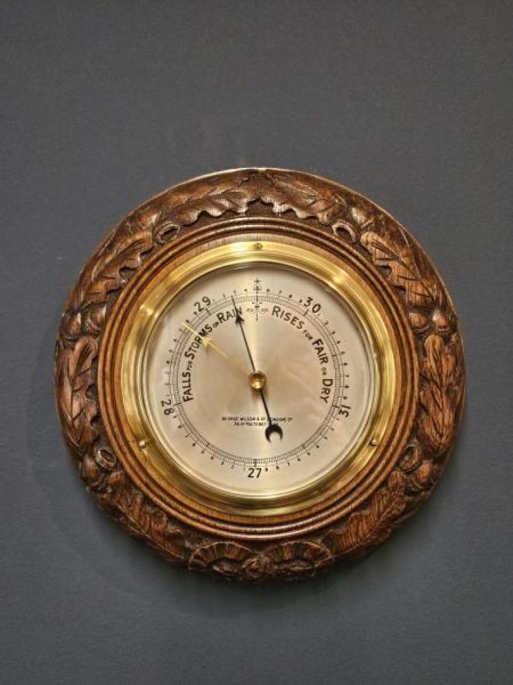 Victorian Carved Oak Wreath Case Barometer - Image 1