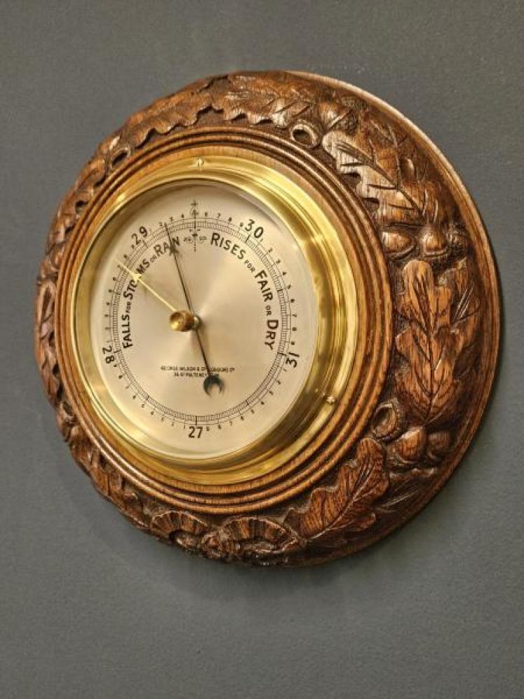 Victorian Carved Oak Wreath Case Barometer - Image 2