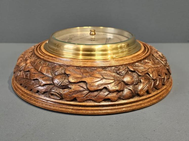 Victorian Carved Oak Wreath Case Barometer - Image 3