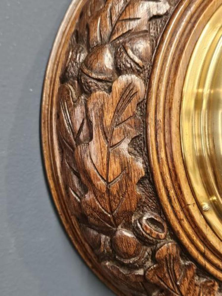 Victorian Carved Oak Wreath Case Barometer - Image 6