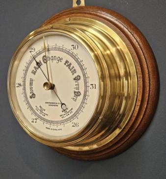 Victorian Brass Bulk Head Ships Barometer