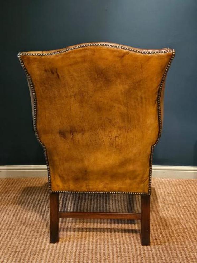 1930's Leather Wing Back Chair - Image 7