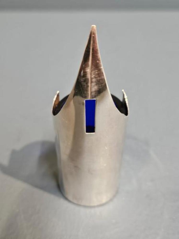 Edwardian Silver and Bristol Blue Glass Nib Ink Dip - Image 7