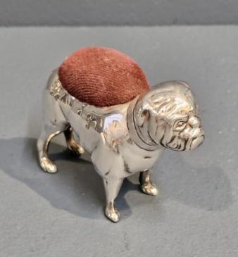 Edwardian Silver Bull Dog Pin Cushion