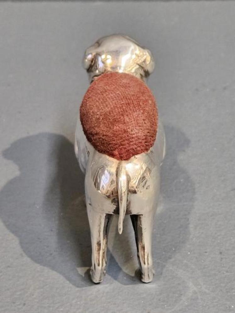 Edwardian Silver Bull Dog Pin Cushion - Image 4