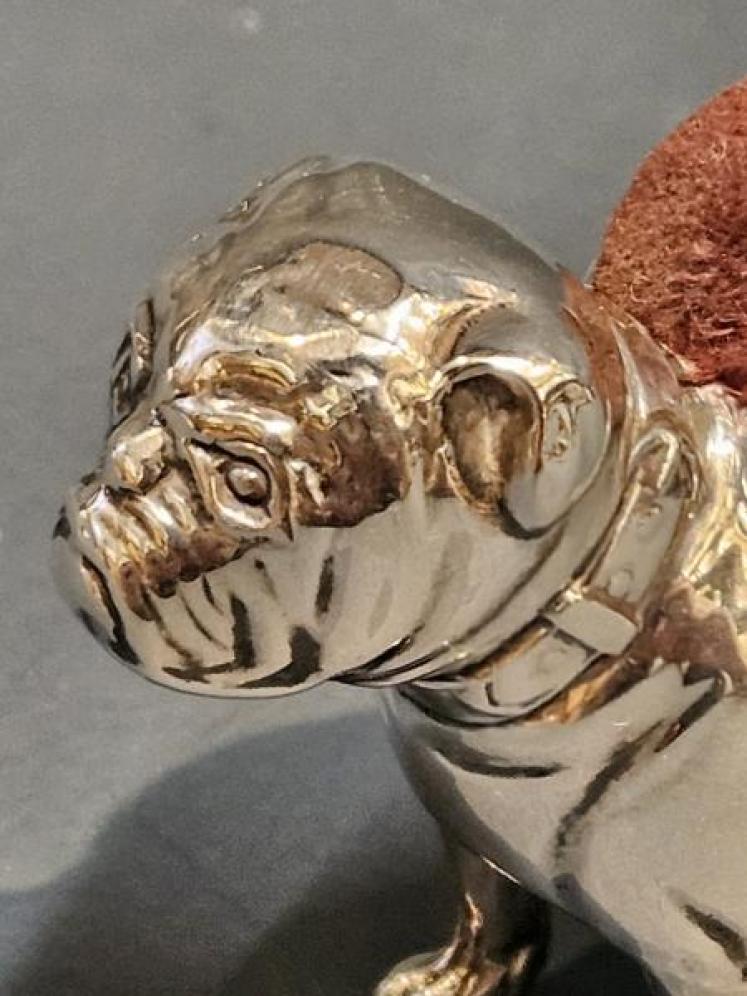 Edwardian Silver Bull Dog Pin Cushion - Image 5